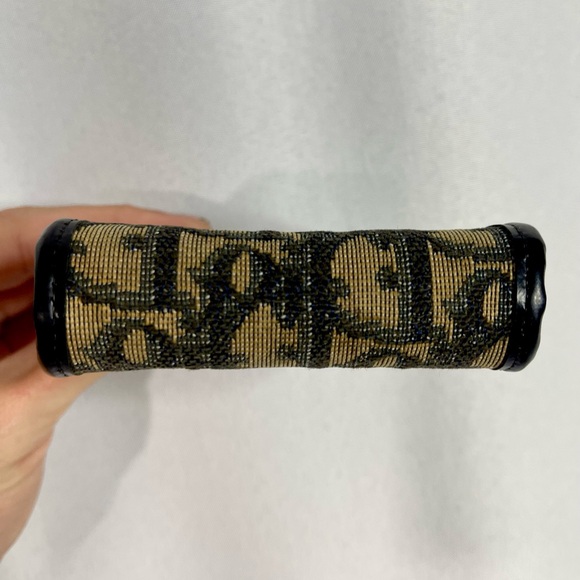 Christian Dior | vintage 80s gold & tan/navy monogram canvas mini coin clutch - Picture 5 of 8